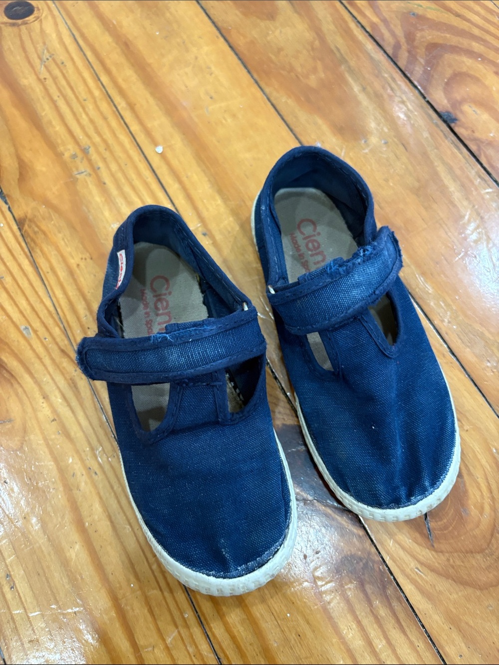 Cienta Navy Canvas Mary Jane Sneakers for Kids